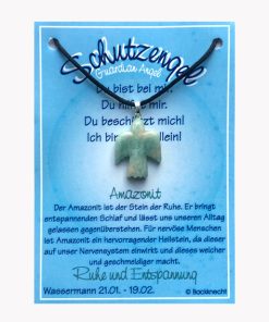 Amazonit Schutzengel Anhänger mit Öse auf großer Karte für Sternzeichen Wassermann