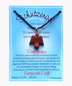 Jaspis rot Schutzengel Anhänger auf großer Karte für Sternzeichen Widder