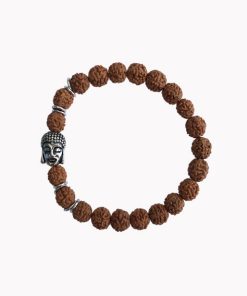 Rudrakshaperlen  Armband mit Buddha silber