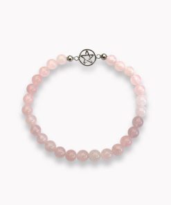 Kugelarmband Rosenquarz mit zartem Pentagramm