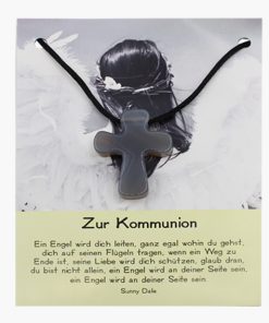 „Zur Kommunion“ Achat Pilgerkreuz Anhänger auf großer Karte