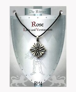 Anhänger Die Ritter – Rose Amulett aus Zinn auf großer Karte