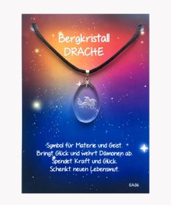 Energie Amulett Drache Anhänger aus Bergkristall auf großer Karte