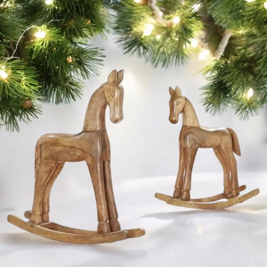 Weihnachtsdeko Holz Schaukelpferd CERTO Casablanca Höhe 60 | 83 cm – Bild 2