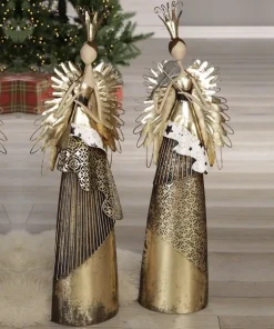 Weihnachtsdeko Figuren Engel Metall Musizia und Musikus H 72 cm