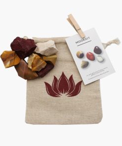 Dekosteine Mookait im Leinenbeutel mit Lotusblume 300-350g