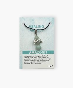 Healing Angels Amazonit Glücksengel Anhänger auf kleiner Karte