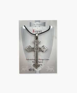 Kreuz Talisman Anhänger aus Zinn auf kleiner Karte (Die Ritter)