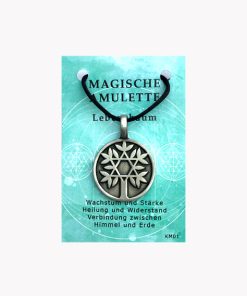 Magische Amulette aus Zinn Lebensbaum auf kleiner Karte