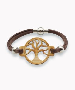 Holzarmband Lebensbaum hell mit Magnetverschluss (vegan)