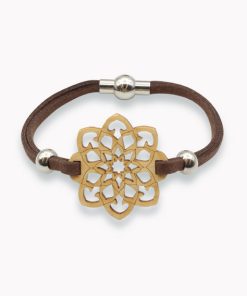 Holzarmband Mandala hell mit Magnetverschluss (vegan)
