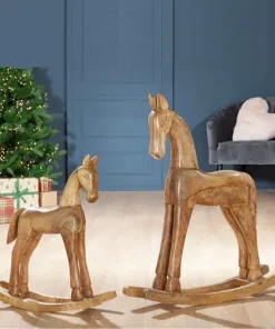 Weihnachtsdeko Holz Schaukelpferd CERTO Casablanca Höhe 60 | 83 cm