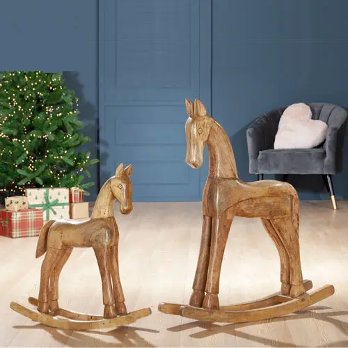 Weihnachtsdeko Holz Schaukelpferd CERTO Casablanca Höhe 60 | 83 cm