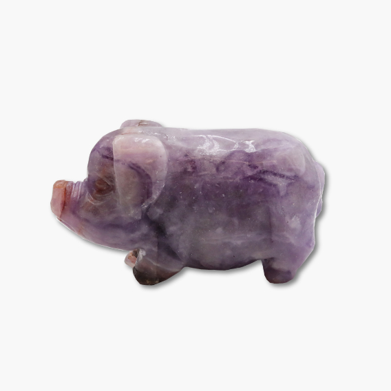 Steinfigur Schwein aus Fluorit violett – Bild 2