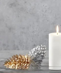 Tischdeko Weihnachten 6er Set Zapfen ZAVO Holz H 10 cm silber