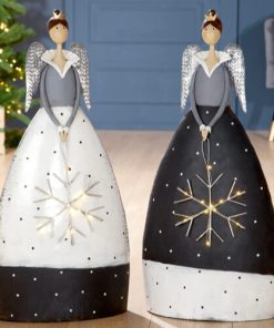 Weihnachtsdeko Metall ENGEL mit LED-Schneeflocke Casablanca H 74 cm