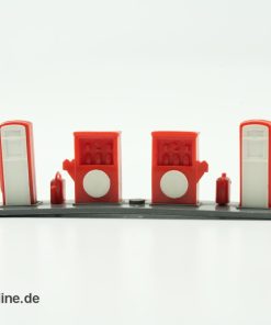 Wiking Zubehör | Tankstelle | Zapfsäulen rot/weiß/grau | H0 – 1:87
